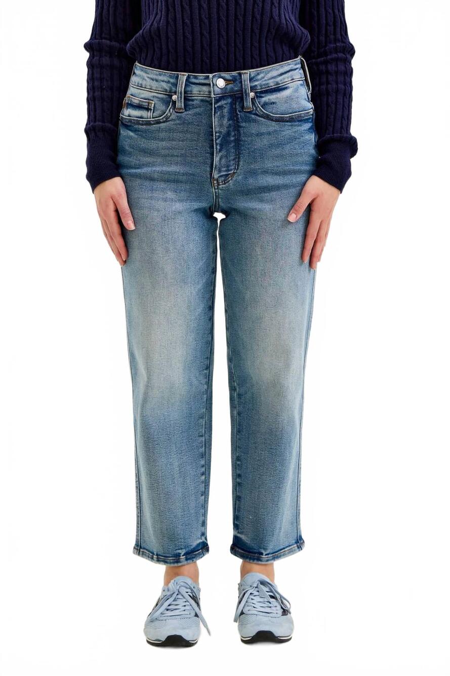 NEW JUDY BLUE peggy ankle straight break through jeans in blue